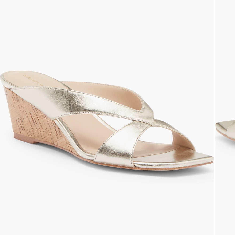 Stuart Weitzman - Gold Wedge Sandals size 6.5 NEW